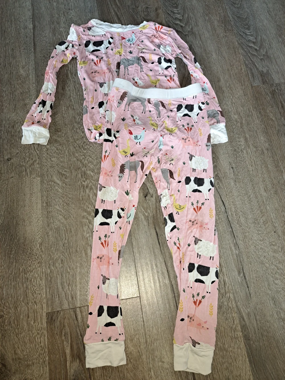 Little Sleepies Girls' Pink Farm Animal Cotton Pajama Set